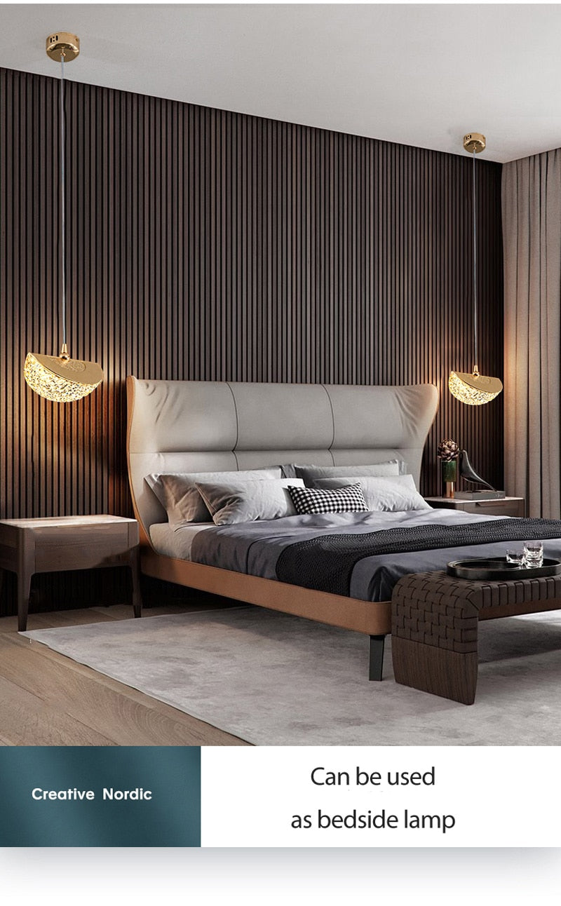 Luxury Acrylic Pendant Light Modern Electroplated Ceiling Lamp Gold — Image 9