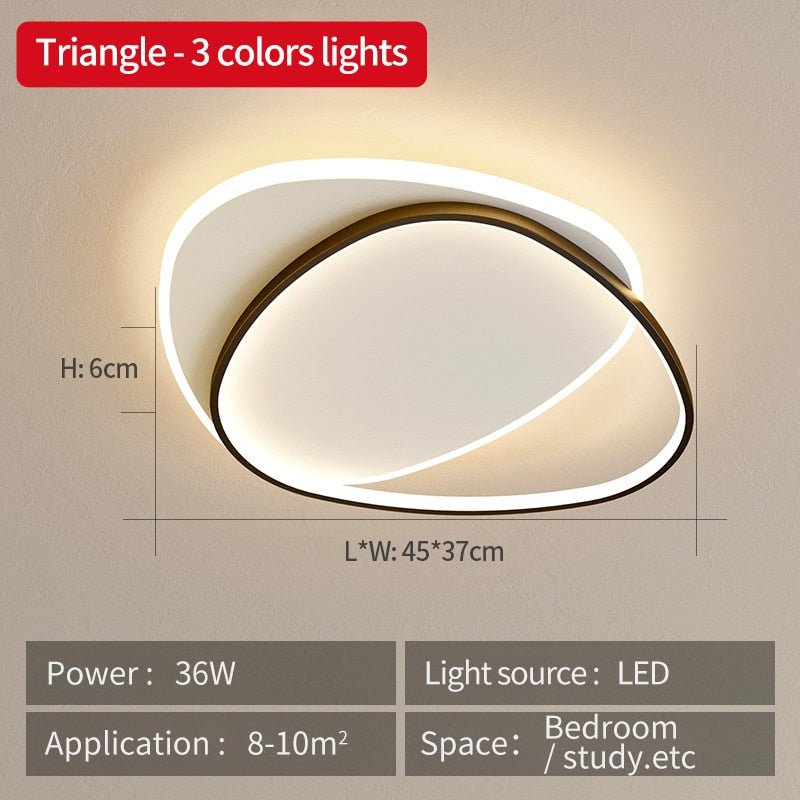 Modern LED Ceiling Light Fixture Geometric Design Dimmable White — Image 9