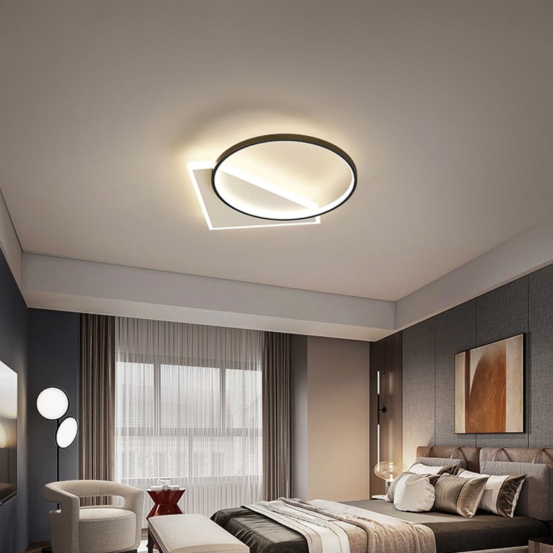 Modern LED Ceiling Light Fixture Geometric Design Dimmable White — Image 6