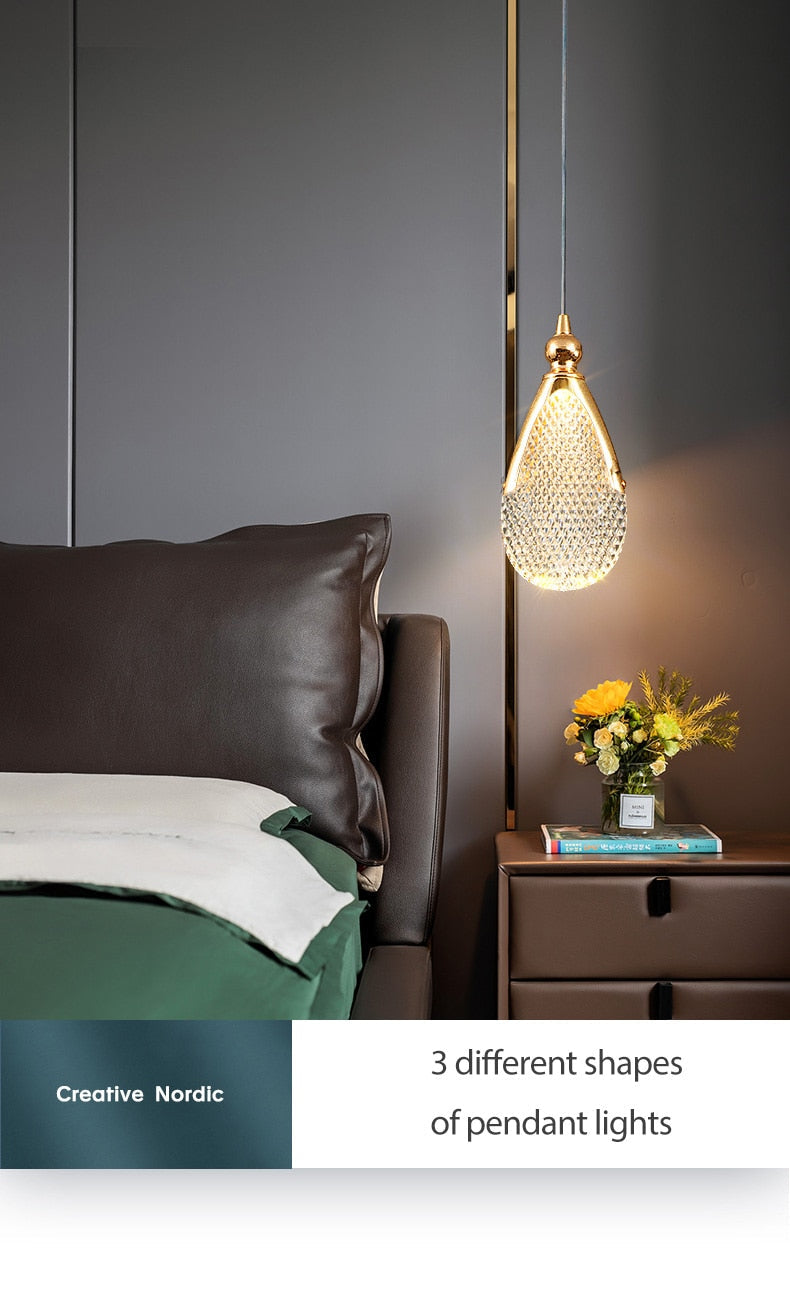 Luxury Acrylic Pendant Light Modern Electroplated Ceiling Lamp Gold — Image 11