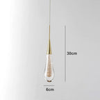Modern LED Pendant Light Fixture Teardrop Gold Finish Adjustable Height — Image 6