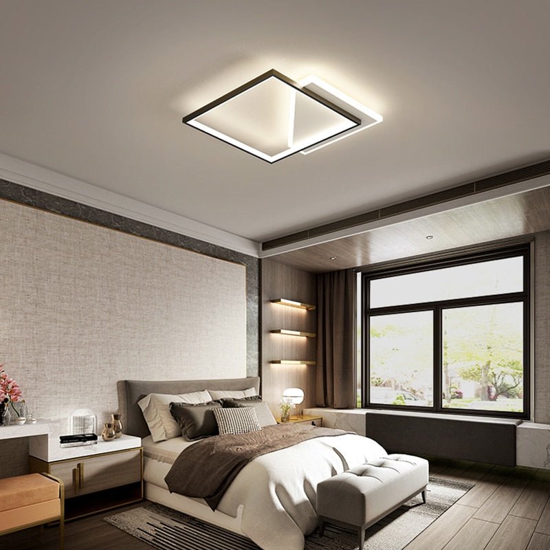 Modern LED Ceiling Light Fixture Geometric Design Dimmable White — Image 5