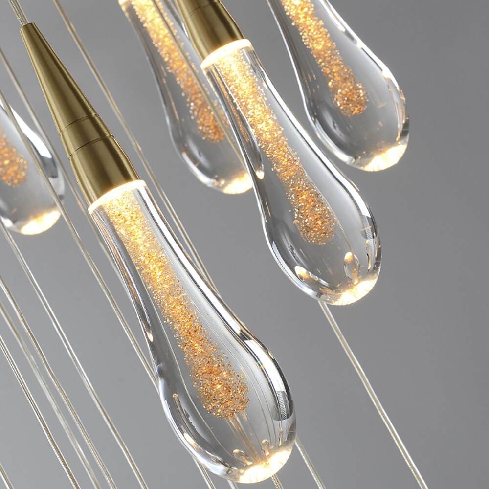 Modern LED Pendant Light Fixture Teardrop Gold Finish Adjustable Height — Image 2