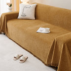 Luxury Sofa Cover Cotton Blend Herringbone Pattern Green Washable Protector — Image 10