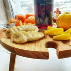 Portable Wooden Outdoor Folding Picnic Table with Wine Glass Holders 35cm — Image 3