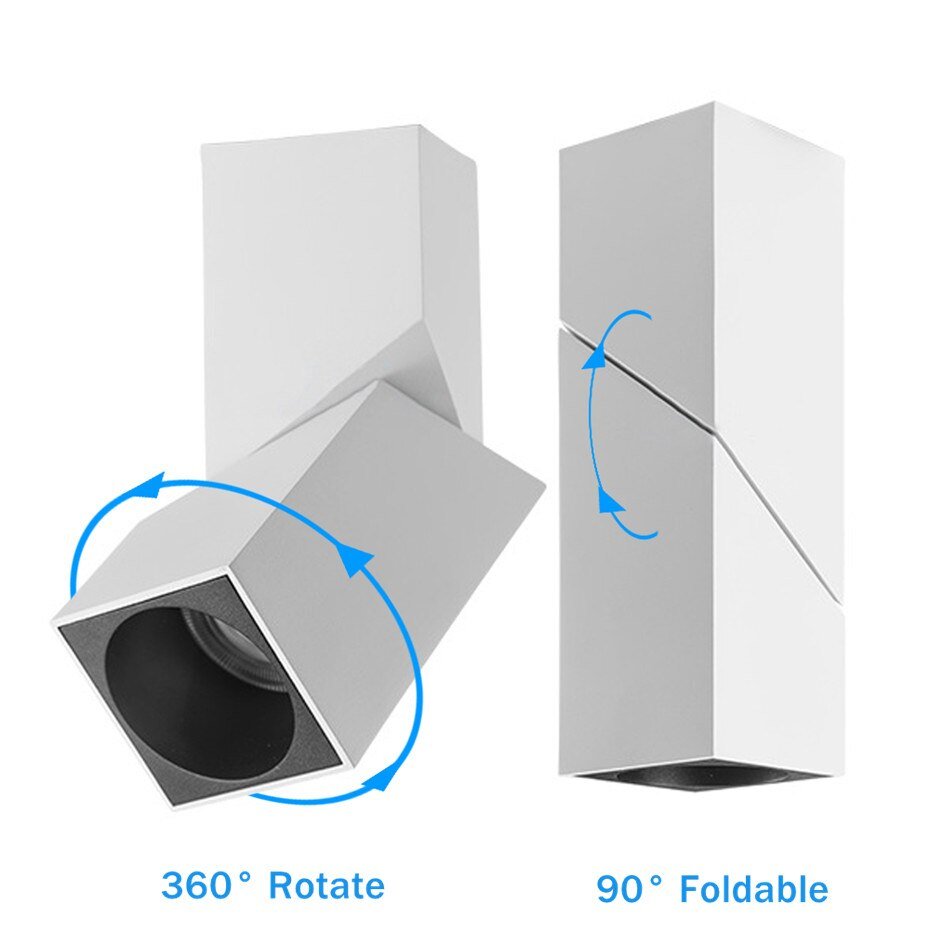 Modern Geometric Rotatable Ceiling Light - Black & White Metal, Adjustable — Image 6