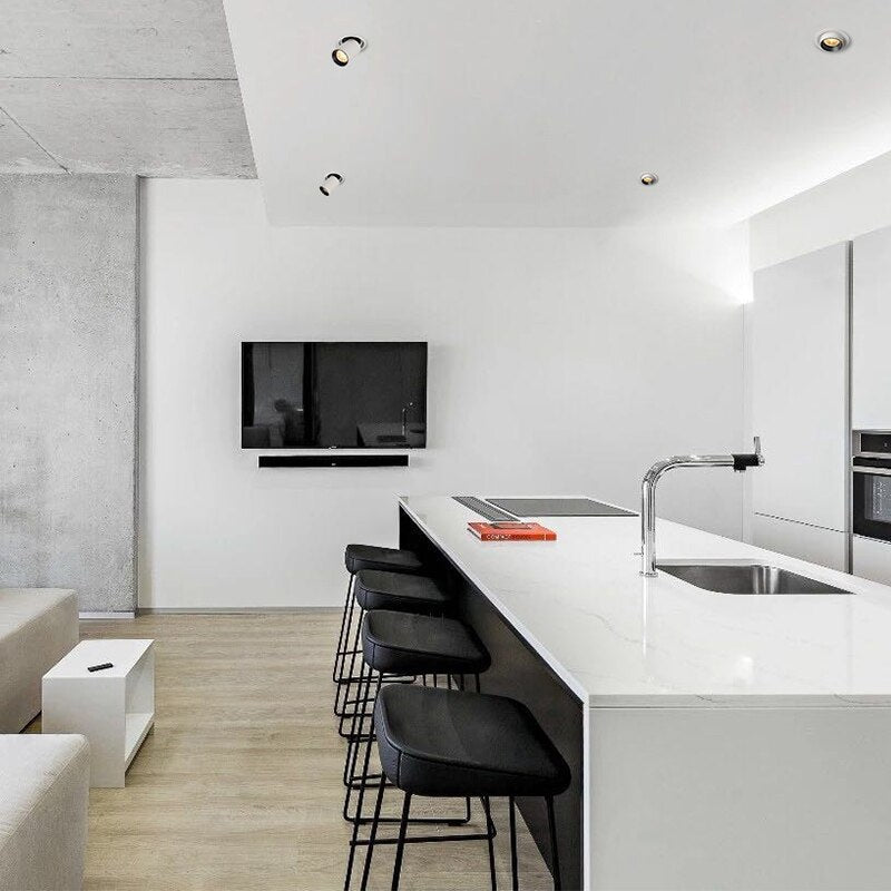 Modern Adjustable Recessed Ceiling Light - White & Black Aluminum, 9W LED — Image 2
