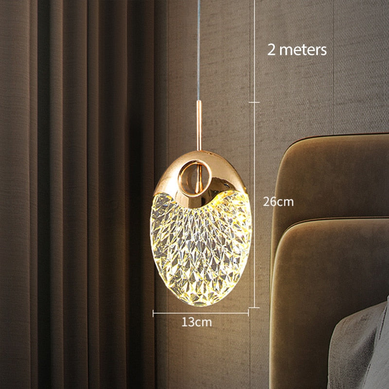 Luxury Acrylic Pendant Light Modern Electroplated Ceiling Lamp Gold — Image 3