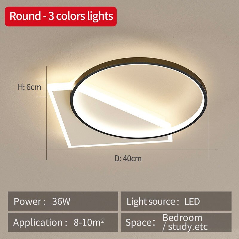 Modern LED Ceiling Light Fixture Geometric Design Dimmable White — Image 2