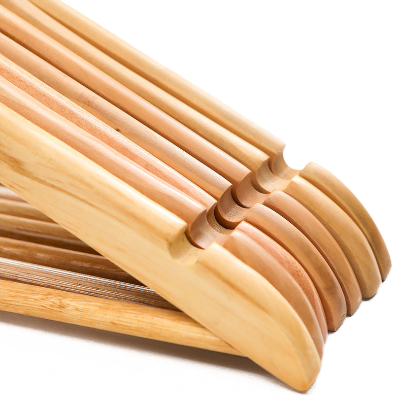 Premium Wooden Clothes Hangers Set of 10 Natural Finish Non-Slip 360-Degree Swivel Hook — Image 7