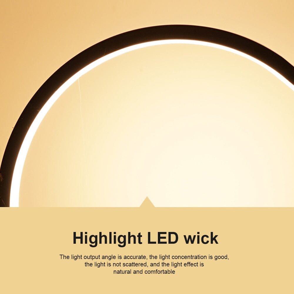 Modern LED Ring Table Lamp with Touch Control, Adjustable Brightness, Black/White, Minimalist Design — Image 4