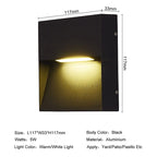 Modern LED Wall Light 5W Aluminium Black Round/Square Outdoor Indoor Waterproof — Image 4