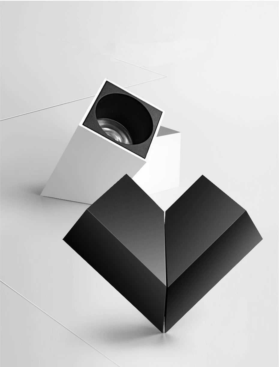 Modern Geometric Rotatable Ceiling Light - Black & White Metal, Adjustable — Image 5