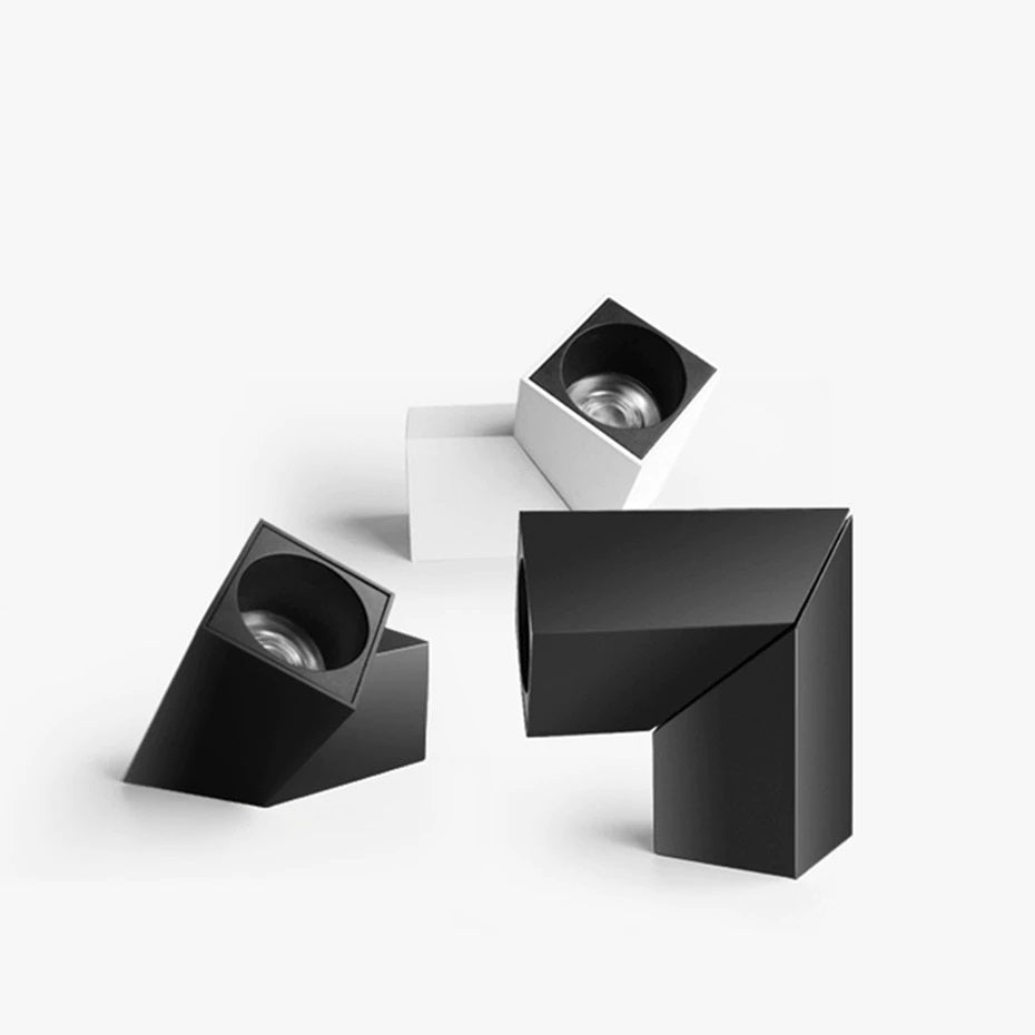 Modern Geometric Rotatable Ceiling Light - Black & White Metal, Adjustable — Image 3