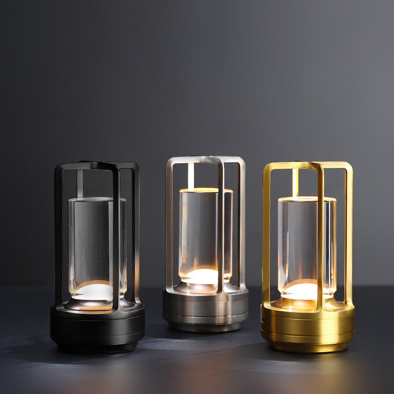 Modern LED Table Lamp Metal Frame Black Gold Silver Ambient Lighting — Main Image
