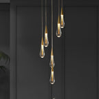 Modern LED Pendant Light Fixture Teardrop Gold Finish Adjustable Height — Image 3