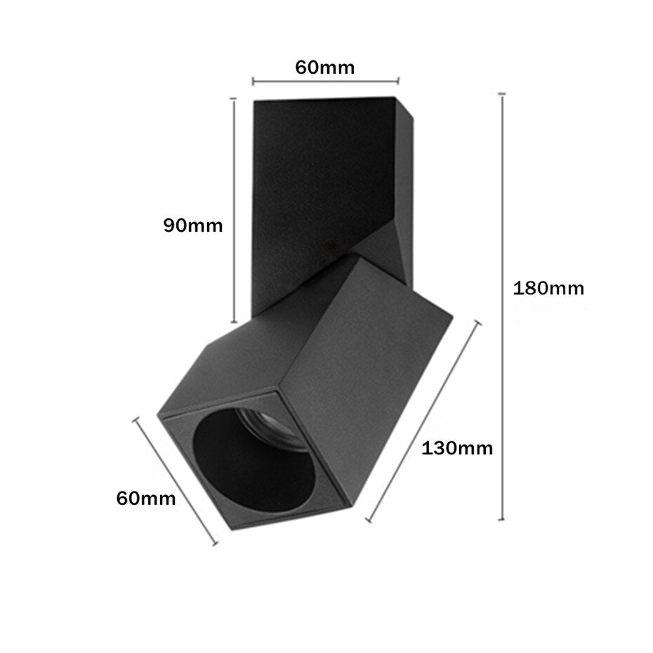 Modern Geometric Rotatable Ceiling Light - Black & White Metal, Adjustable — Image 7