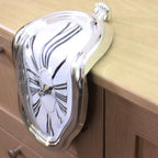 Modern Melting Shelf Clock Roman Numerals Art-Inspired Desk Decor Silver — Image 4
