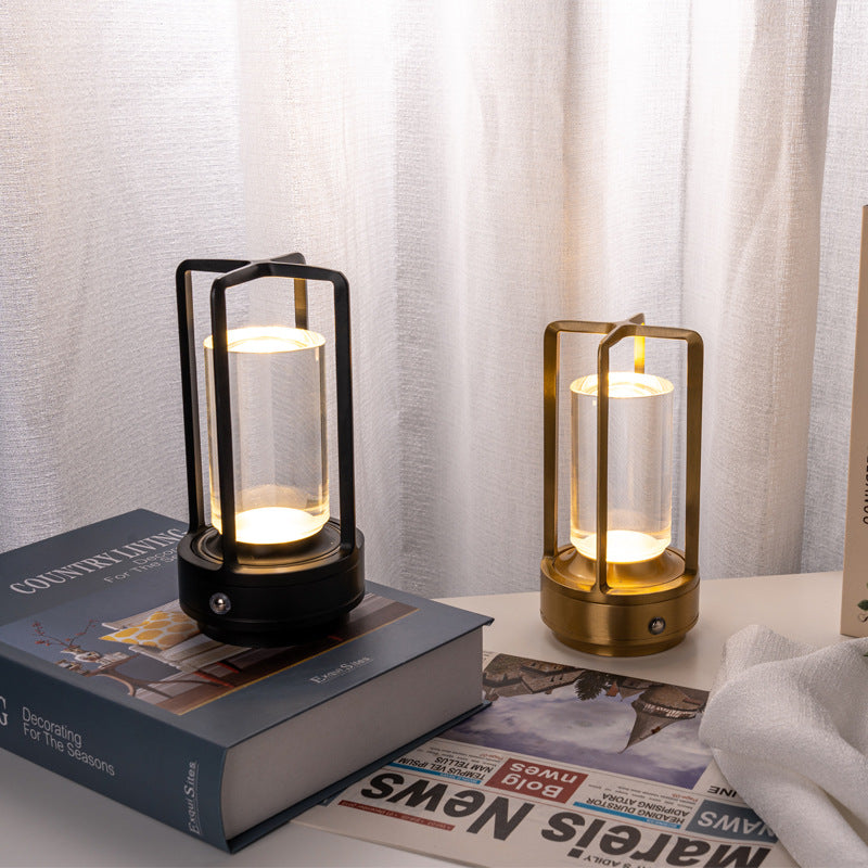 Modern LED Table Lamp Metal Frame Black Gold Silver Ambient Lighting — Image 2