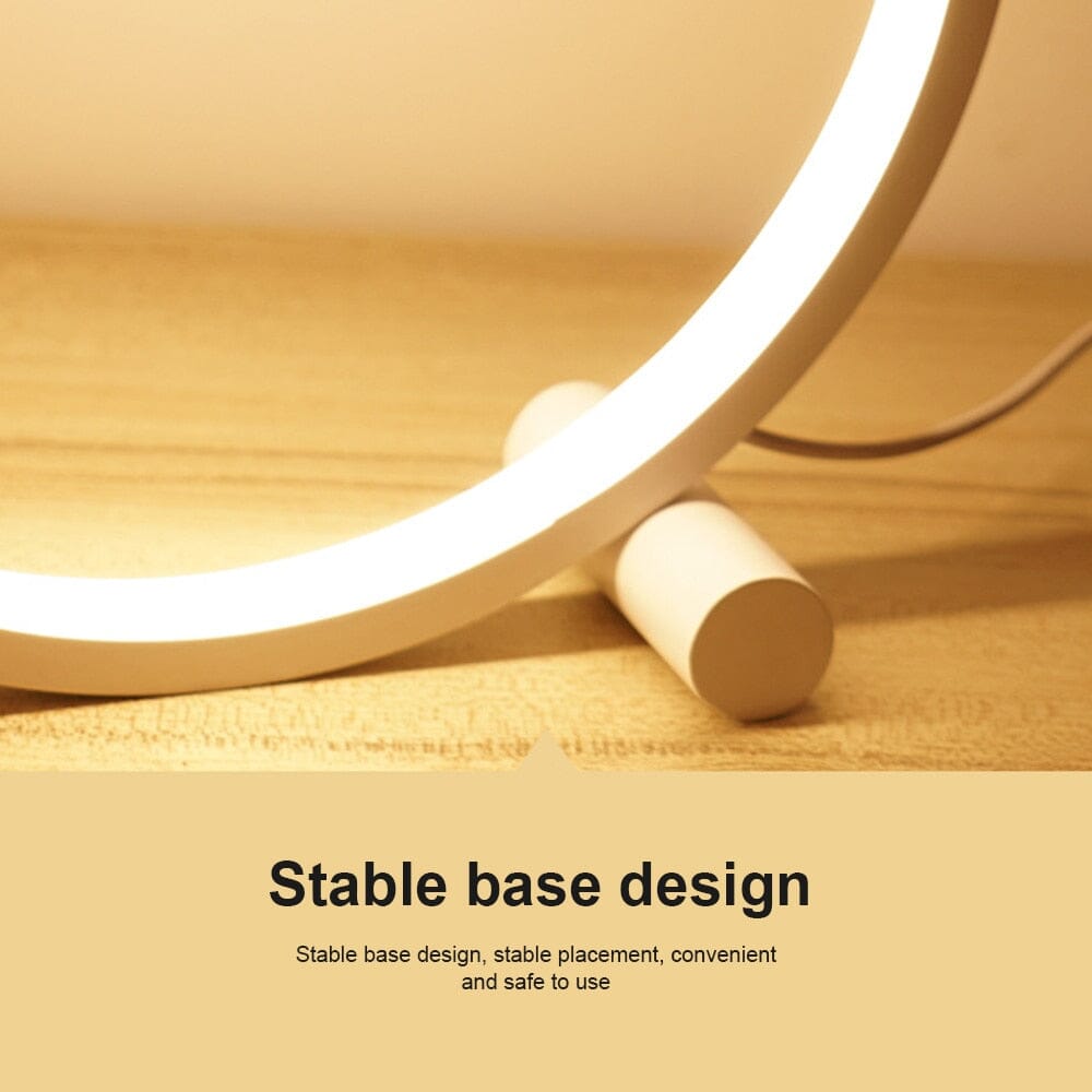 Modern LED Ring Table Lamp with Touch Control, Adjustable Brightness, Black/White, Minimalist Design — Image 6
