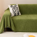 Luxury Sofa Cover Cotton Blend Herringbone Pattern Green Washable Protector — Image 3
