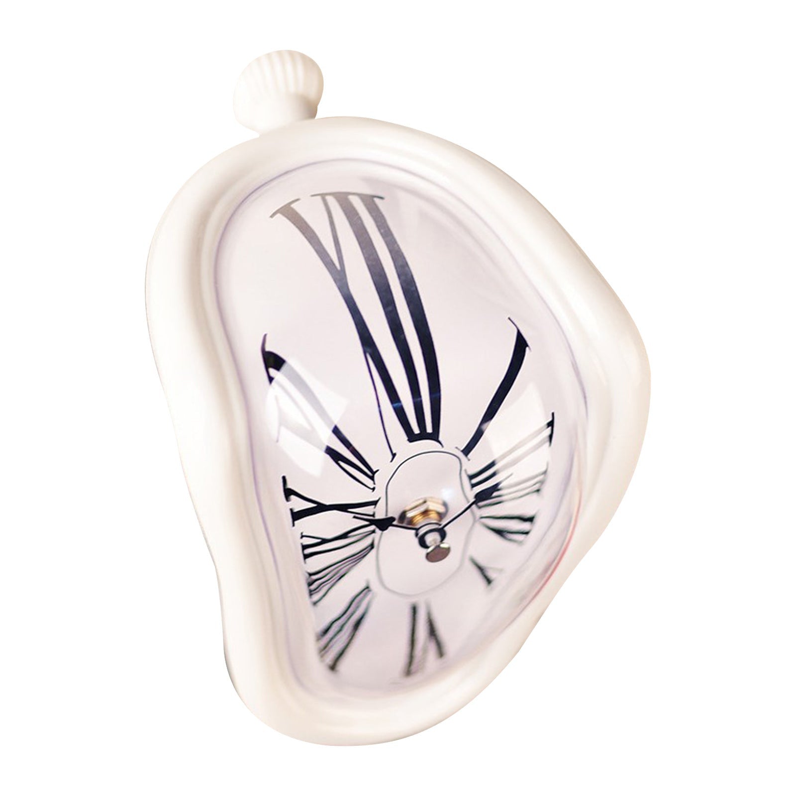 Modern Melting Shelf Clock Roman Numerals Art-Inspired Desk Decor Silver — Image 11
