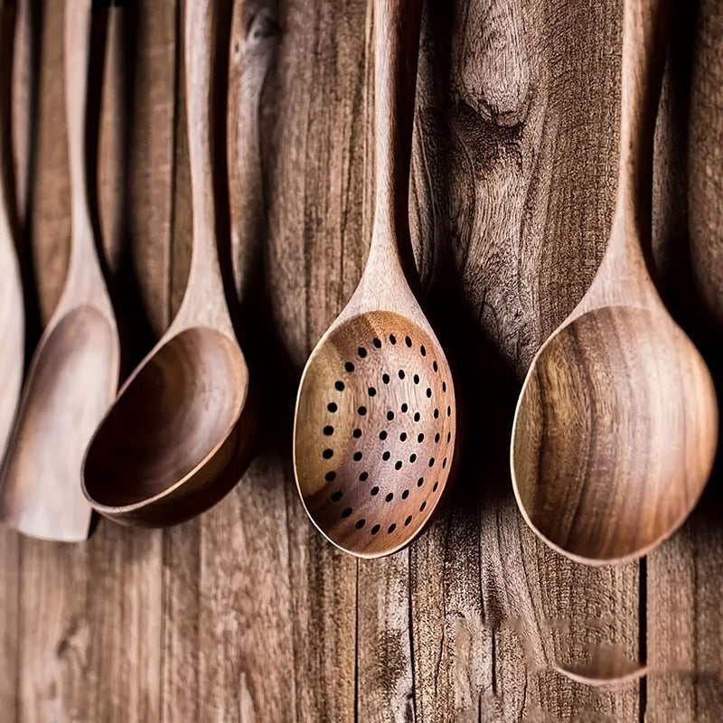 Acacia Wood Kitchen Utensil Set 5-Piece Cooking Tools Natural Eco-Friendly — Image 4
