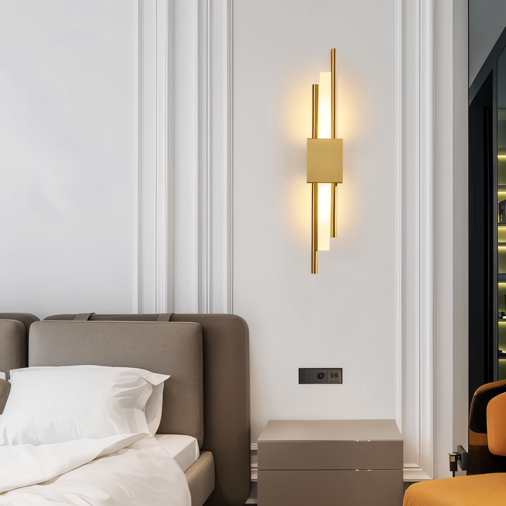 Modern LED Wall Sconce Light Fixture - Gold Finish, Acrylic and Metal, 50cm — Image 3