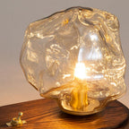 Elegant Glass Table Lamp with Wooden Base – Ambient Lighting for Home Decor — Image 7