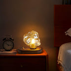 Elegant Glass Table Lamp with Wooden Base – Ambient Lighting for Home Decor — Image 8