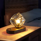 Elegant Glass Table Lamp with Wooden Base – Ambient Lighting for Home Decor — Image 10