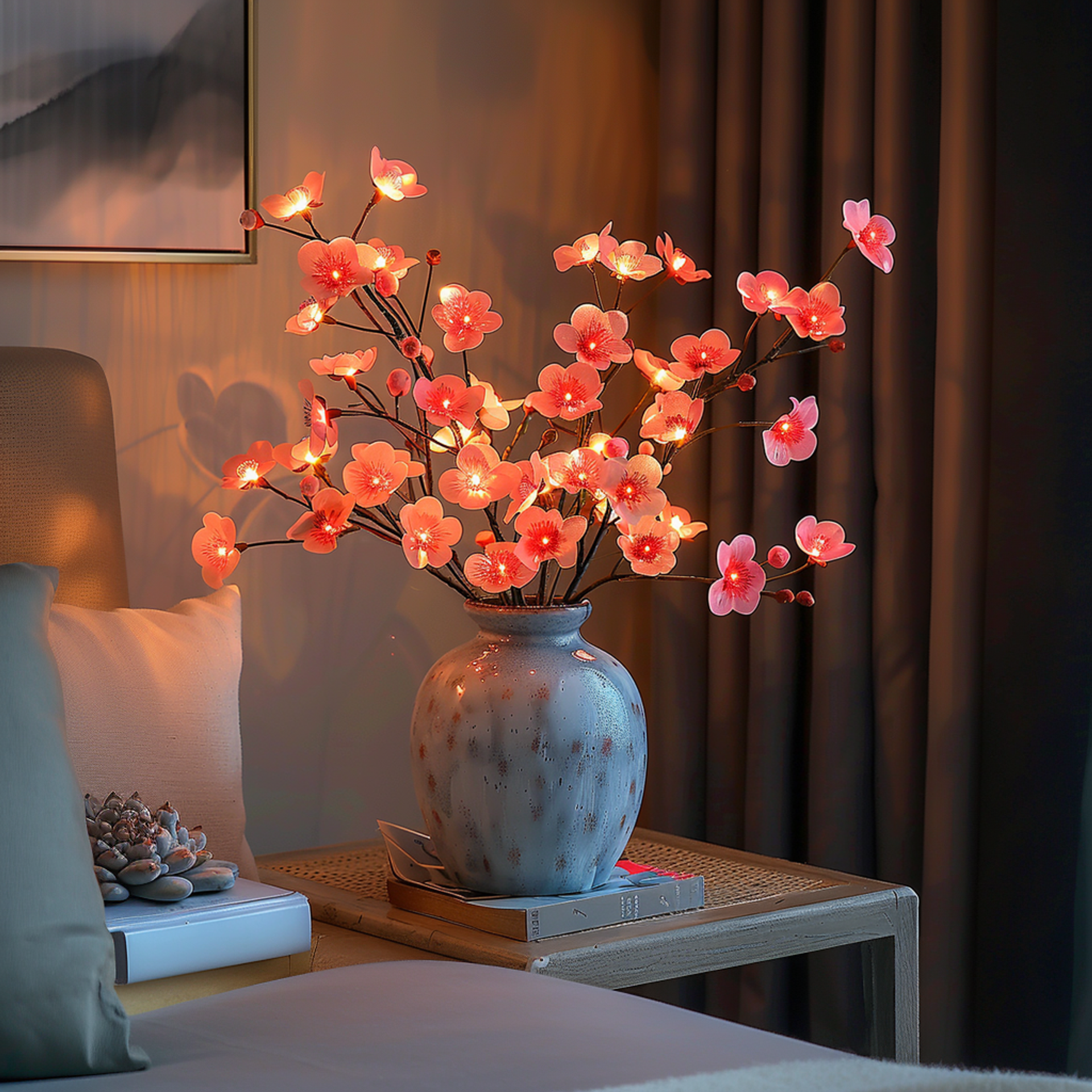 LED Lighted Faux Eucalyptus Branches with Warm White Fairy Lights for Home Decor — Image 5