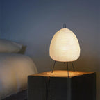 Modern Japanese Style Paper Table Lamp with Metal Stand Soft Glow Bedside Light — Main Image