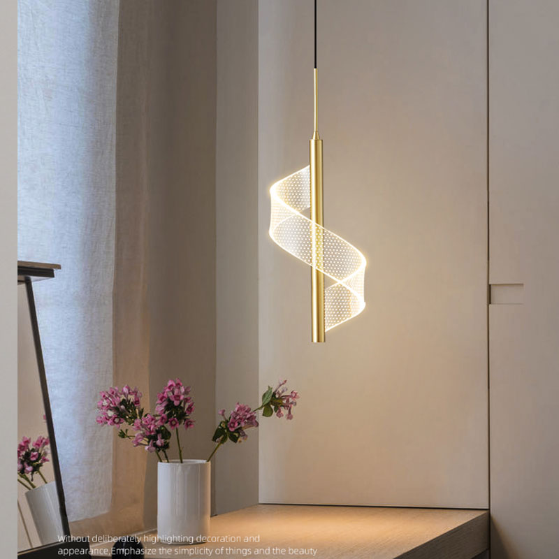 Modern Spiral LED Pendant Light Gold Metal Adjustable Dimmable 40cm — Image 2