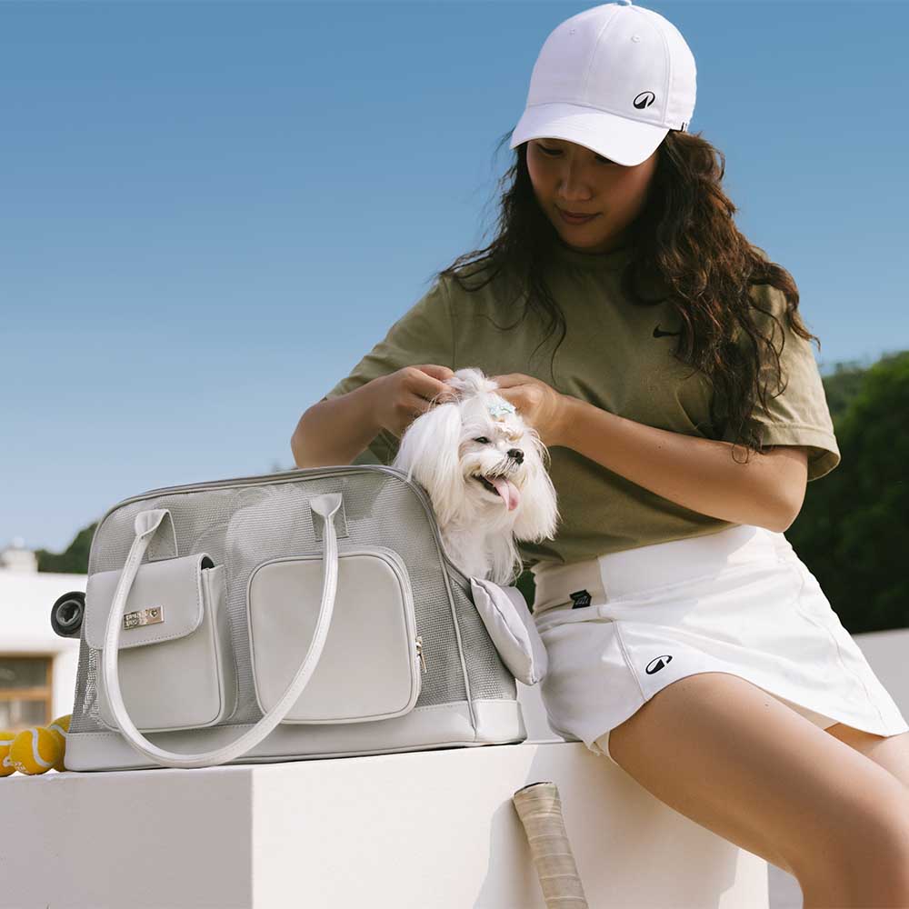 Pet Carrier Tote Bag Durable Mesh Faux Leather Travel-Friendly for Small Dogs Cats — Image 2