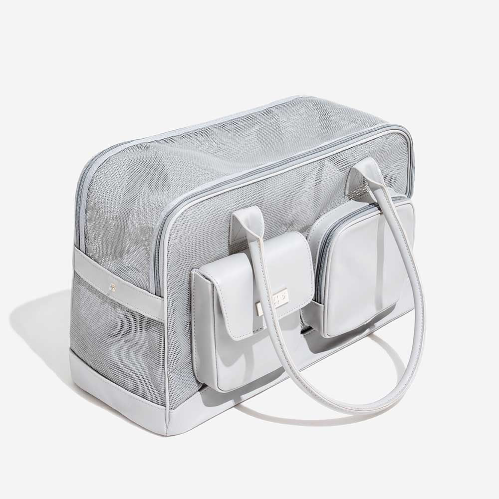 Pet Carrier Tote Bag Durable Mesh Faux Leather Travel-Friendly for Small Dogs Cats — Image 23