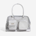 Pet Carrier Tote Bag Durable Mesh Faux Leather Travel-Friendly for Small Dogs Cats — Image 25