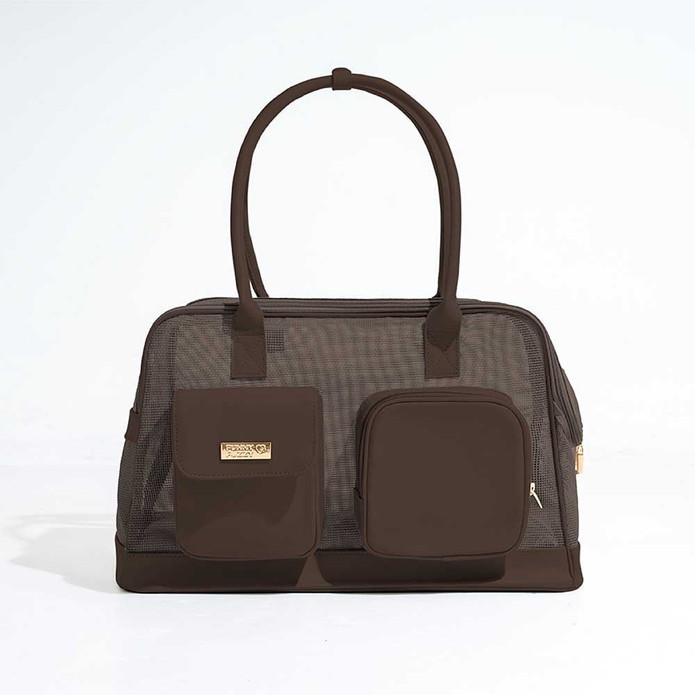 Pet Carrier Tote Bag Durable Mesh Faux Leather Travel-Friendly for Small Dogs Cats — Image 26