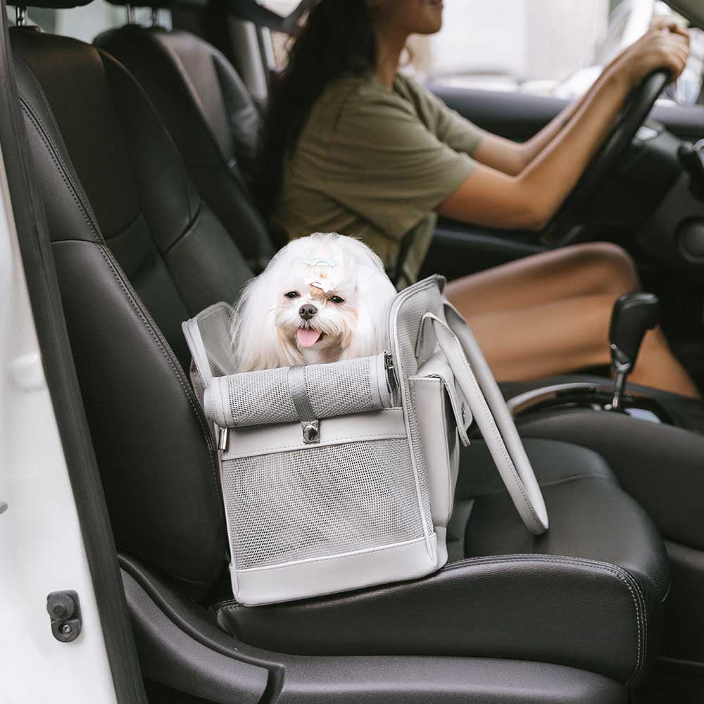 Pet Carrier Tote Bag Durable Mesh Faux Leather Travel-Friendly for Small Dogs Cats — Image 9