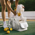 Pet Carrier Tote Bag Durable Mesh Faux Leather Travel-Friendly for Small Dogs Cats — Image 16