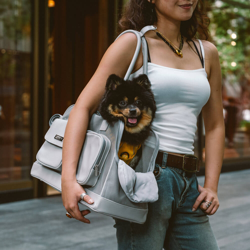 Pet Carrier Tote Bag Durable Mesh Faux Leather Travel-Friendly for Small Dogs Cats — Image 19