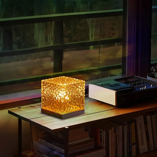 Crystal Cube LED Table Lamp with Color Changing Feature for Home Office Decor — Image 2