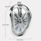 Modern Melting Shelf Clock Roman Numerals Art-Inspired Desk Decor Silver — Image 12