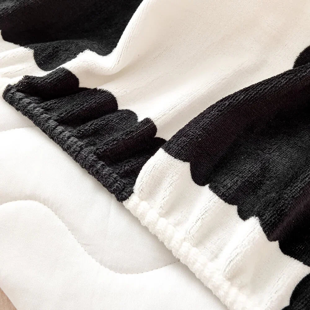 Luxury Plush Checkered Fleece Mattress Topper - Black & White, Soft & Cozy — Image 4