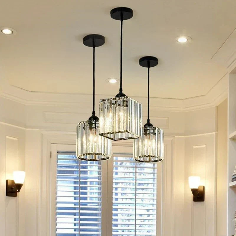Elegant Crystal Pendant Light Fixture Glass Shade for Dining Room Kitchen Living Room — Main Image