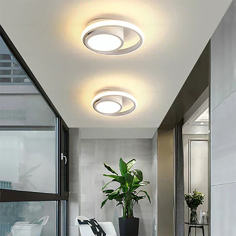 Modern LED Ceiling Light Fixture - Black & White, Metal, 12-inch — Image 10