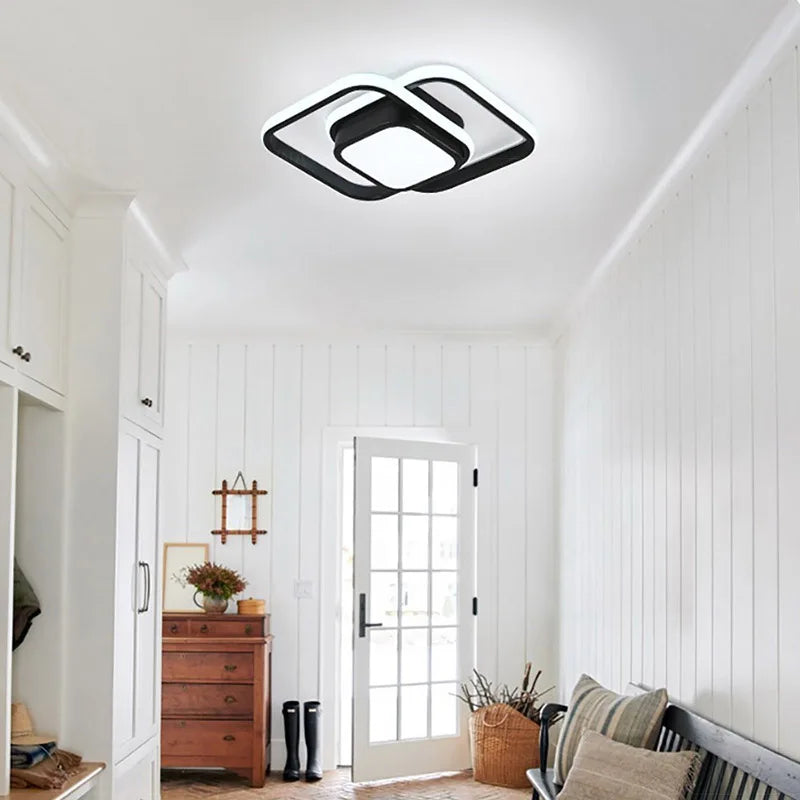 Modern LED Ceiling Light Fixture - Black & White, Metal, 12-inch — Image 9
