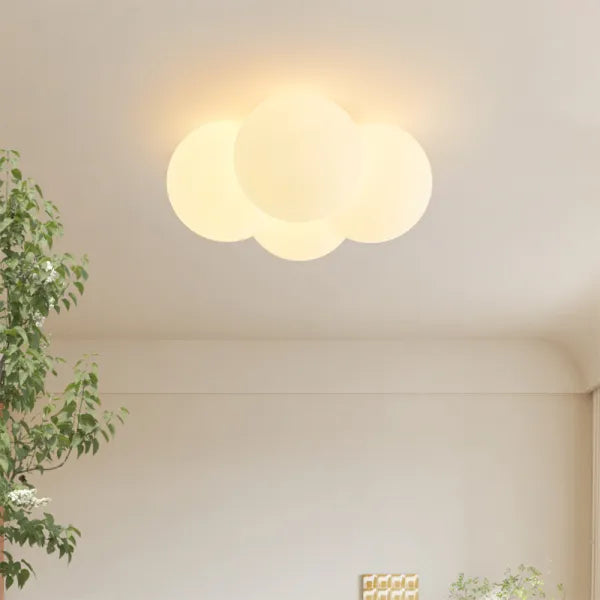 Modern Cloud Ceiling Light Fixture Glass LED Flush Mount White for Bedroom Living Room — Image 7