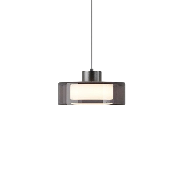 Modern Glass Pendant Light Smoke Shade Ceiling Lamp Adjustable Cord — Main Image