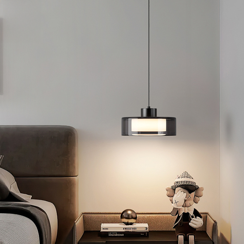 Modern Glass Pendant Light Smoke Shade Ceiling Lamp Adjustable Cord — Image 5